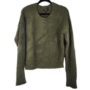 Theory Green Pullover Soft Scruffy Sweater Women's Medium Merino Wool Camel Hair